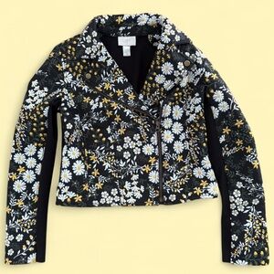 LOFT Black Jacket with white and yellow flowers